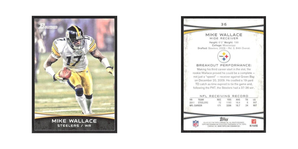 2012 Bowman Mike Wallace Steelers #36