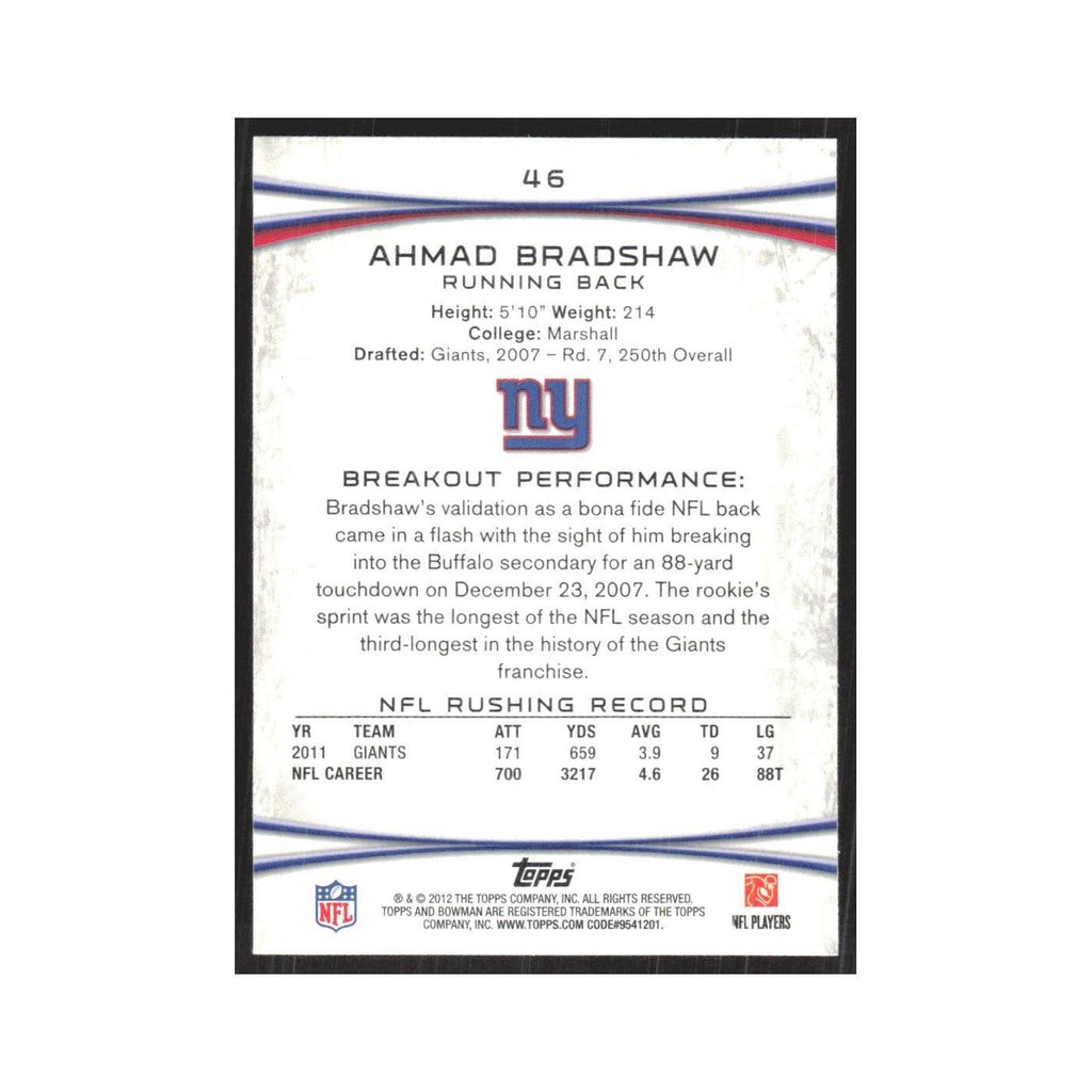 2012 Bowman Ahmad Bradshaw Giants #46