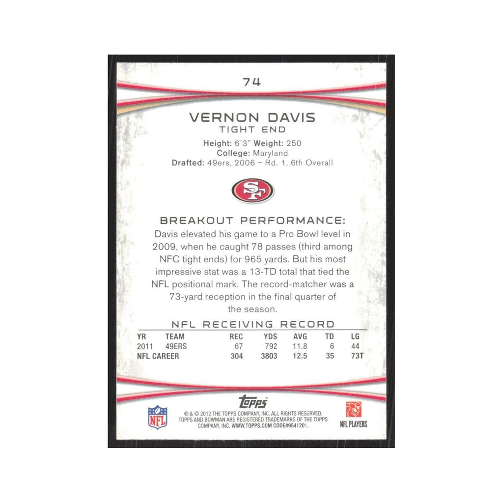 2012 Bowman Vernon Davis 49ers #74