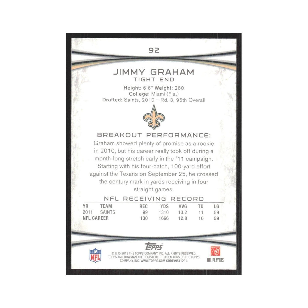 2012 Bowman Jimmy Graham Saints #92