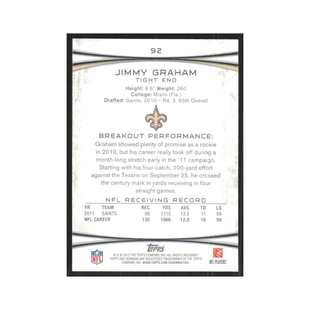 2012 Bowman Jimmy Graham Saints #92