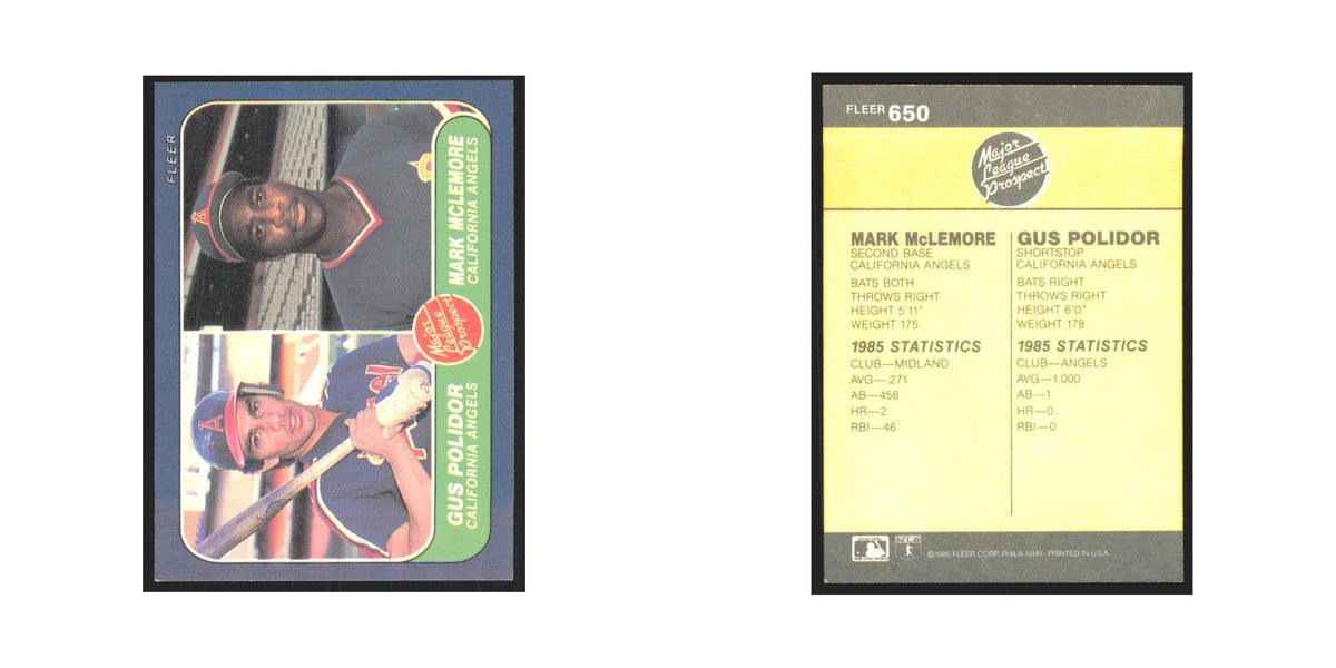 1986 Fleer Gus Polidor/Mark McLemore #650