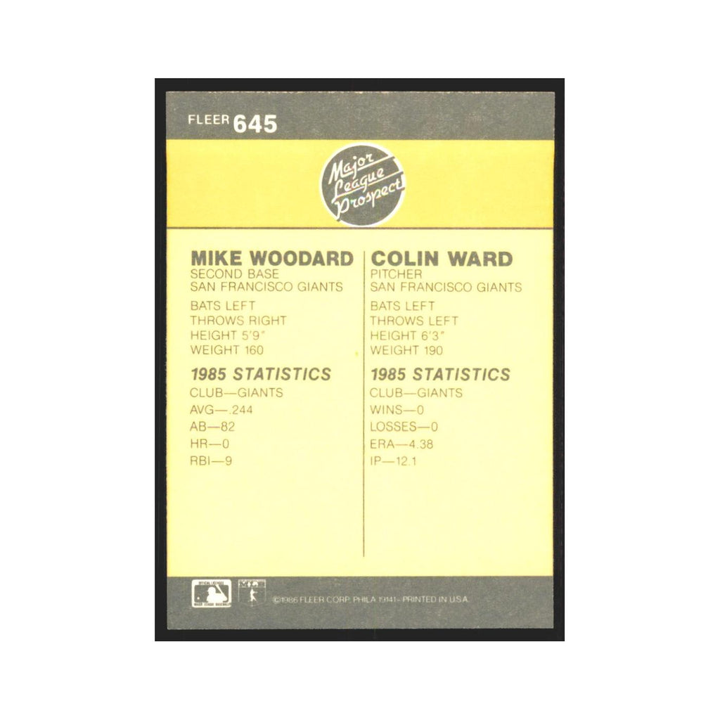 1986 Fleer Mike Woodard/Colin Ward #645