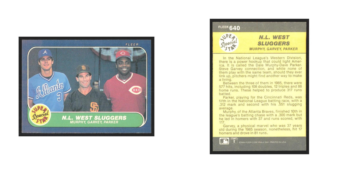 1986 Fleer Dale Murphy/Steve Garvey/Dave Parker #640