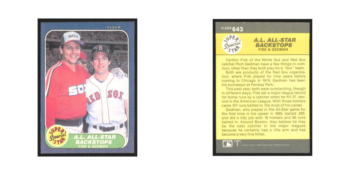 1986 Fleer Carlton Fisk/Rich Gedman #643