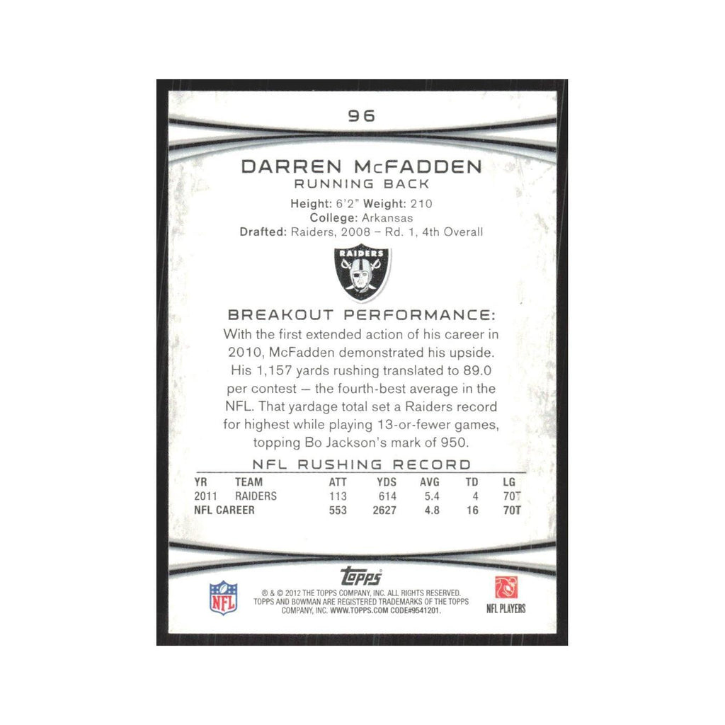 2012 Bowman Darren McFadden Raiders #96