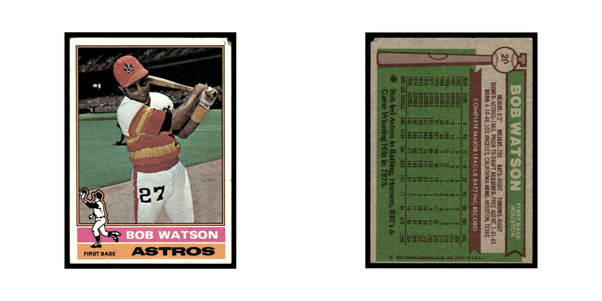 Bob Watson 1976 Topps (damaged) #20 Houston Astros Baseball Card Poor
