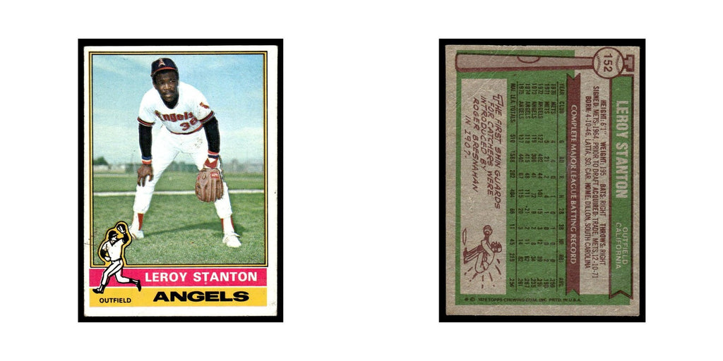 Leroy Stanton 1976 Topps (damaged) #152 California Angels Baseball Card Poor