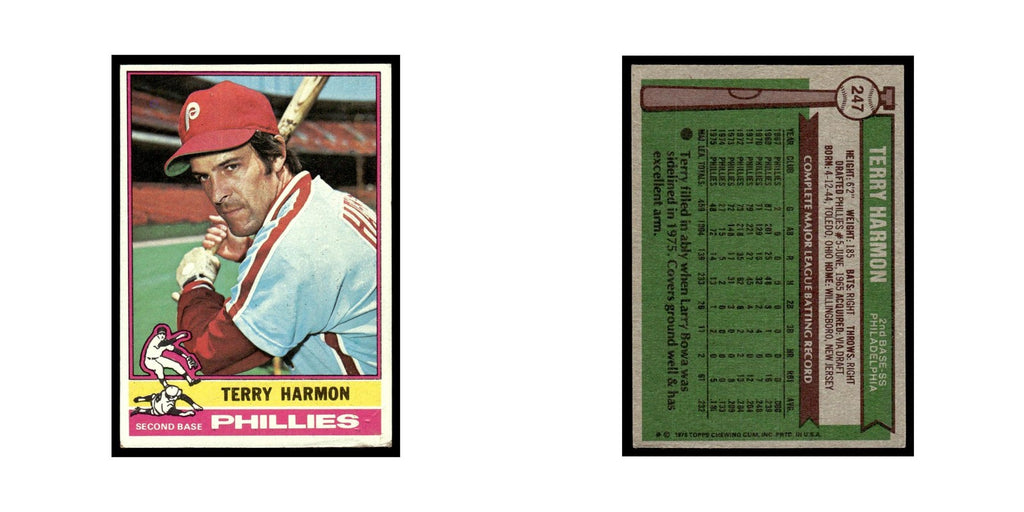 Terry Harmon 1976 Topps (damaged) #247 Philadelphia Phillies Baseball Card Poor