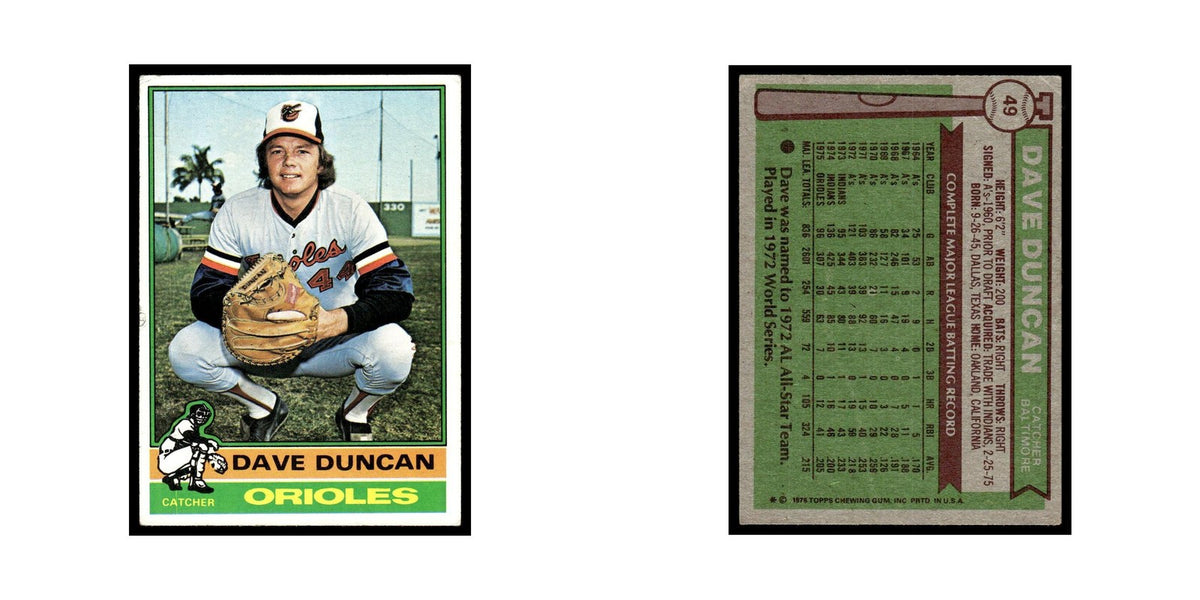Dave Duncan 1976 Topps (damaged) #49 Baltimore Orioles Baseball Card Poor