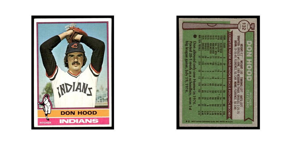 Don Hood 1976 Topps (damaged) #132 Cleveland Indians Baseball Card Poor
