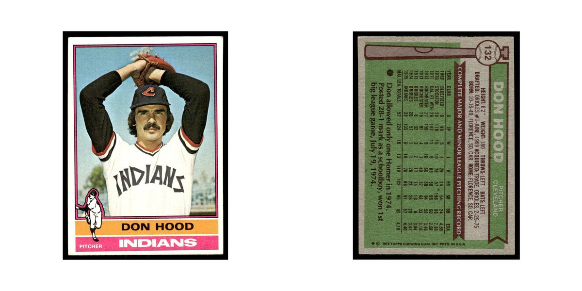 Don Hood 1976 Topps (damaged) #132 Cleveland Indians Baseball Card Poor
