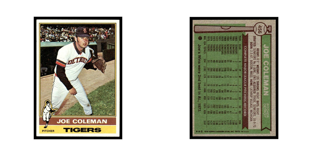 Joe Coleman 1976 Topps (damaged) #456 Detroit Tigers Baseball Card Poor
