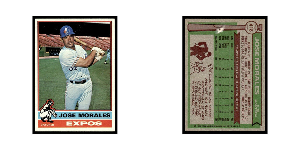 Jose Morales 1976 Topps (damaged) #418 Montreal Expos Baseball Card Poor