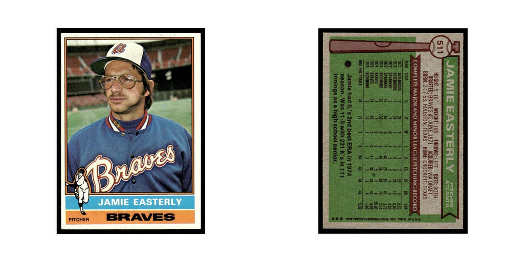Jamie Easterly 1976 Topps (damaged) #511 Atlanta Braves Baseball Card Poor