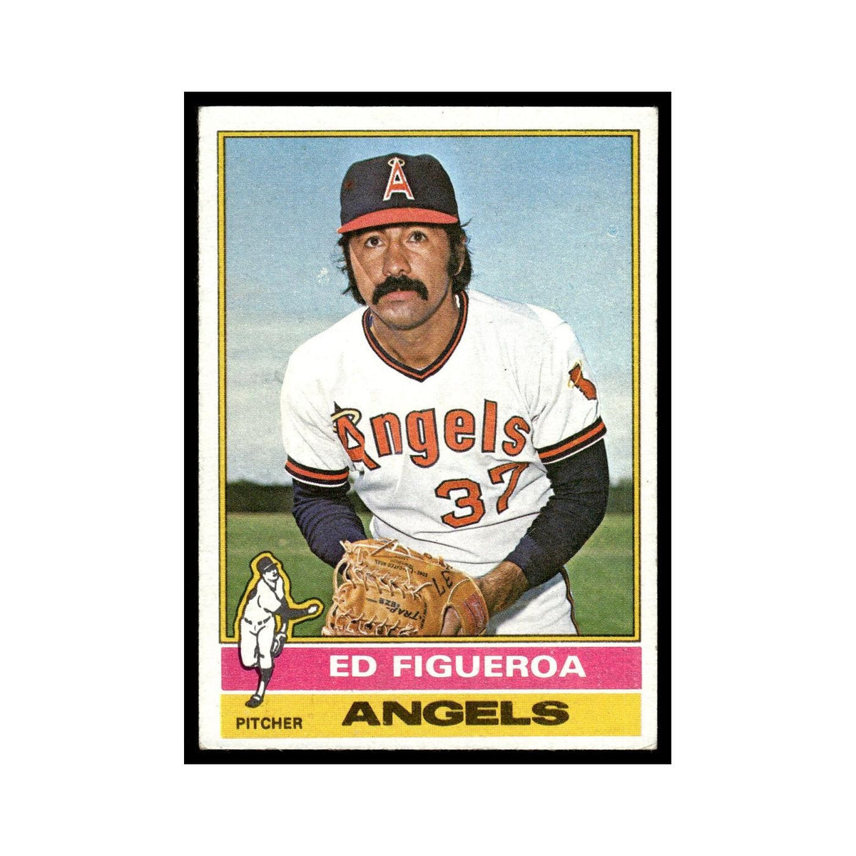 Ed Figueroa 1976 Topps (damaged) #27 California Angels Baseball Card Poor