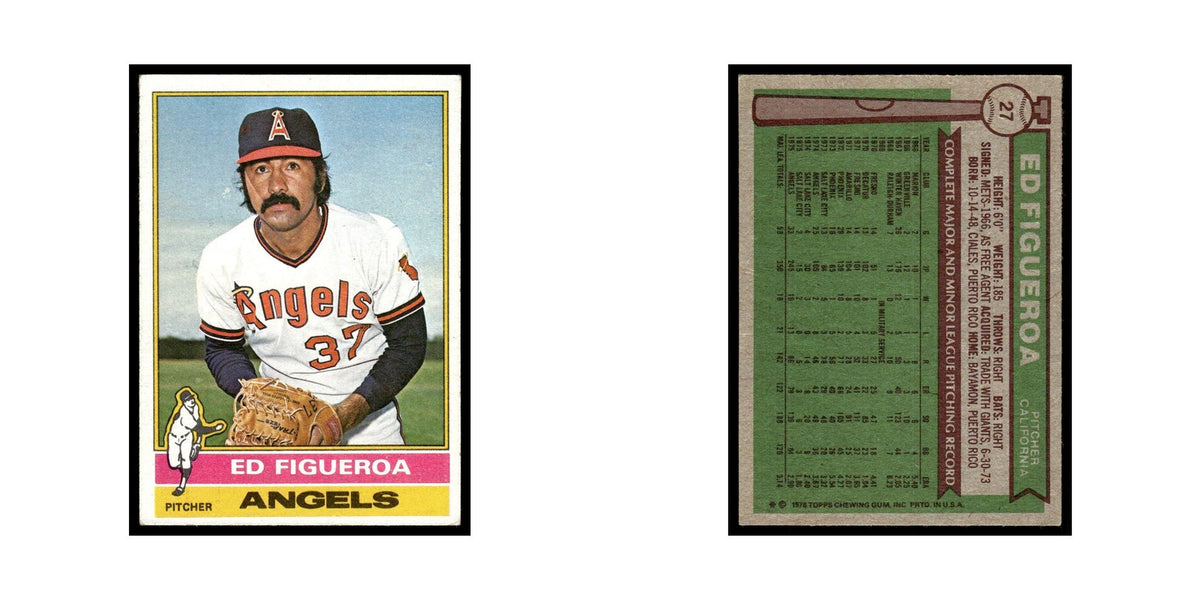 Ed Figueroa 1976 Topps (damaged) #27 California Angels Baseball Card Poor