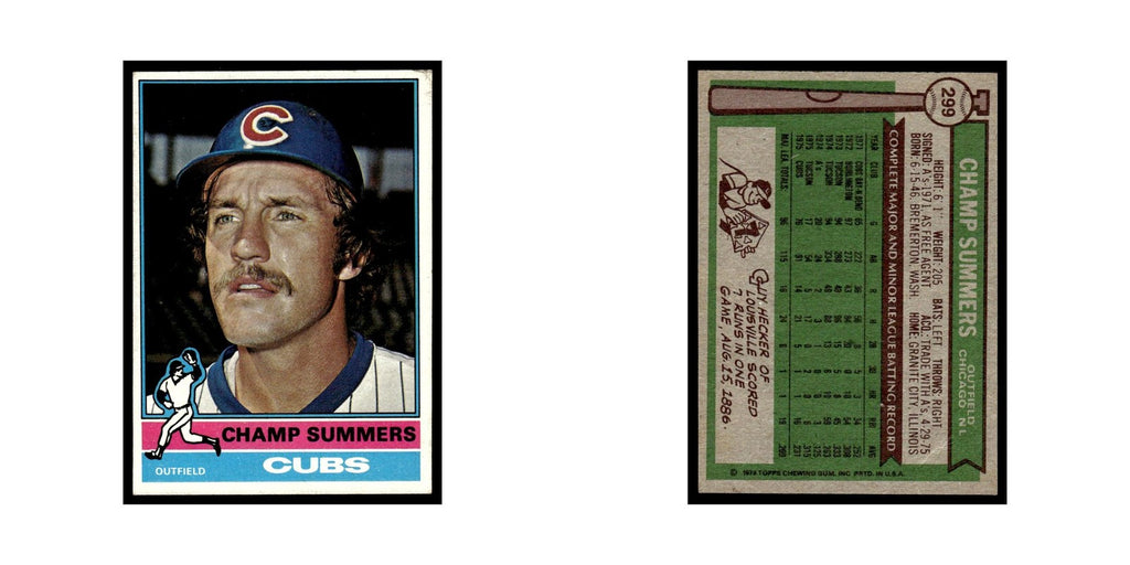 Champ Summers 1976 Topps (damaged) #299 Chicago Cubs Baseball Card Poor