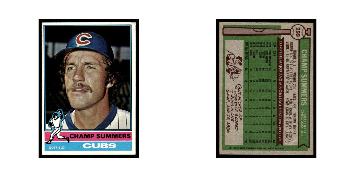 Champ Summers 1976 Topps (damaged) #299 Chicago Cubs Baseball Card Poor