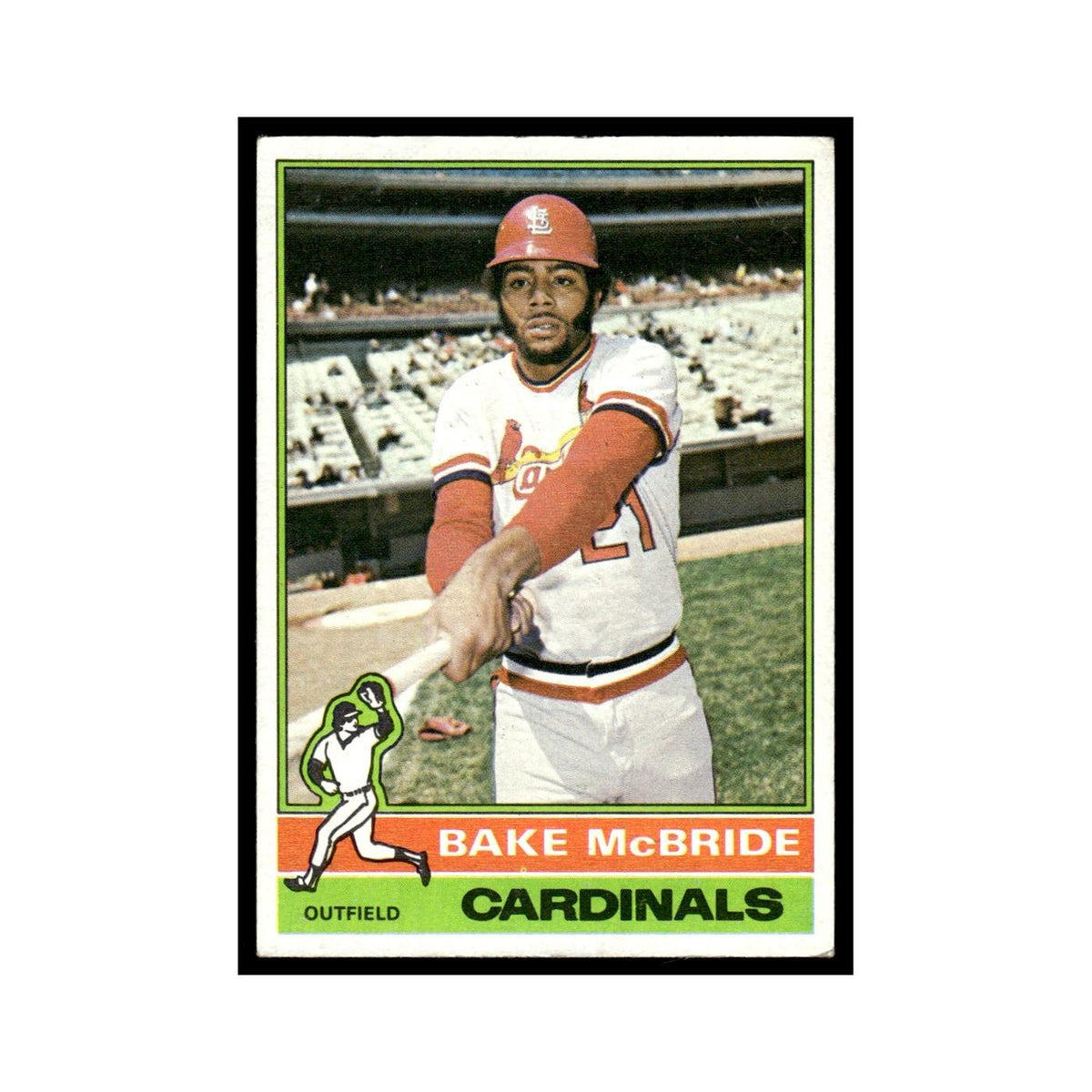 Bake McBride 1976 Topps (damaged) #135 St. Louis Cardinals Baseball Card Poor