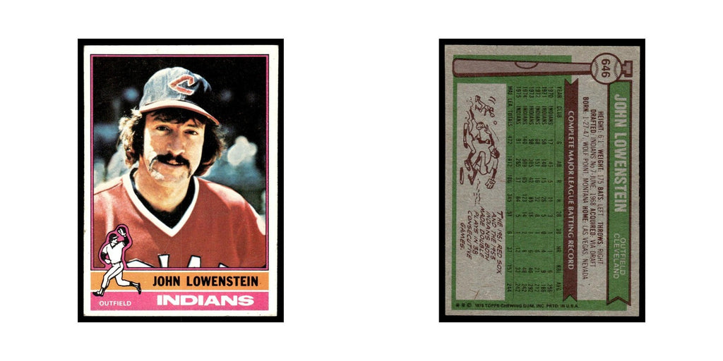 John Lowenstein 1976 Topps (damaged) #646 Cleveland Indians Baseball Card Poor