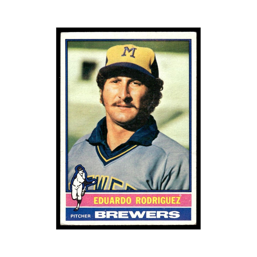 Eduardo Rodriguez 1976 Topps (damaged) #92 Milwaukee Brewers Baseball Card Poor