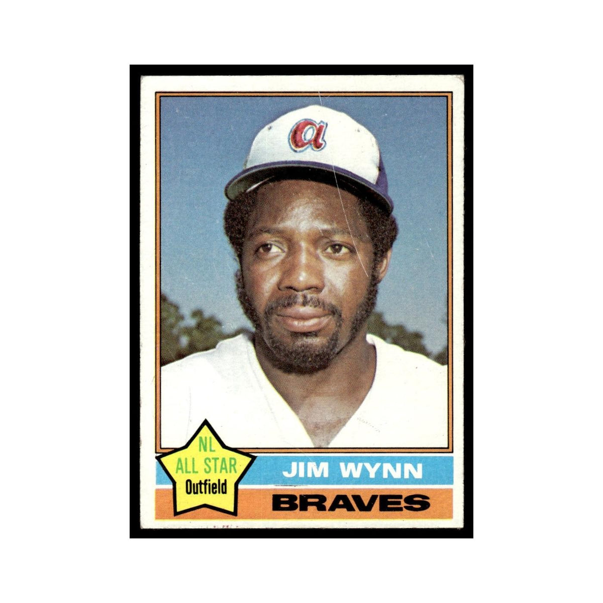 Jim Wynn 1976 Topps (damaged) #395 Atlanta Braves Baseball Card Poor