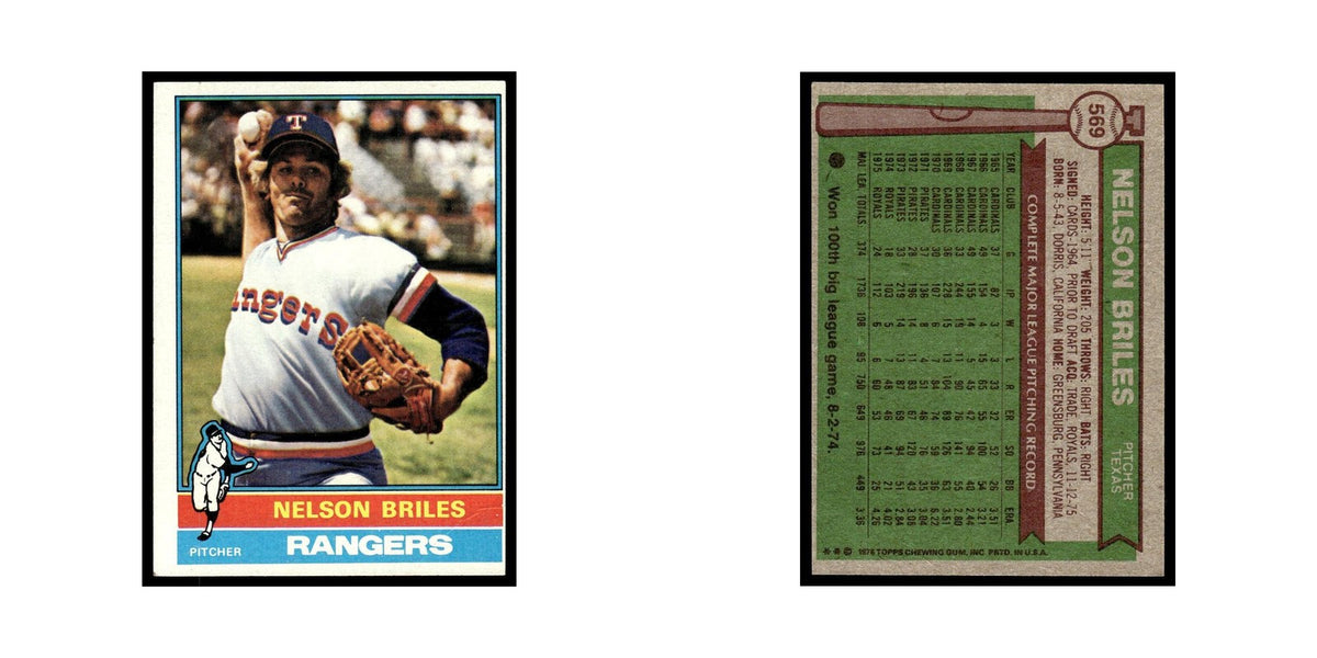 Nelson Briles 1976 Topps (damaged) #569 Texas Rangers Baseball Card Poor