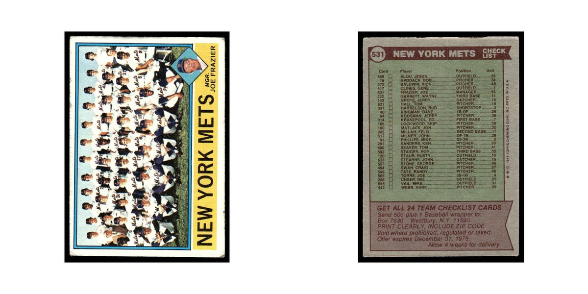 New York Mets - Joe Frazier 1976 Topps (damaged) #531 Baseball Card Poor