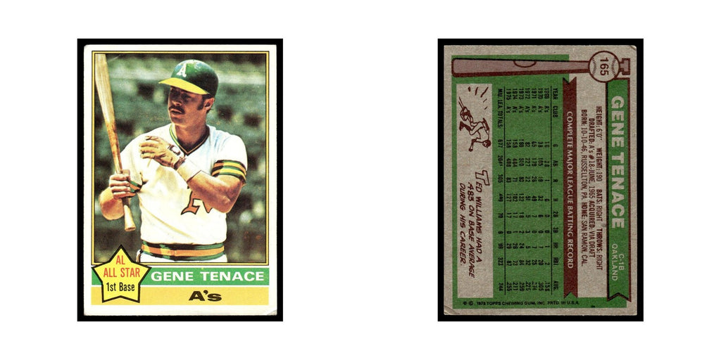 Gene Tenace 1976 Topps (damaged) #165 Oakland Athletics Baseball Card Poor