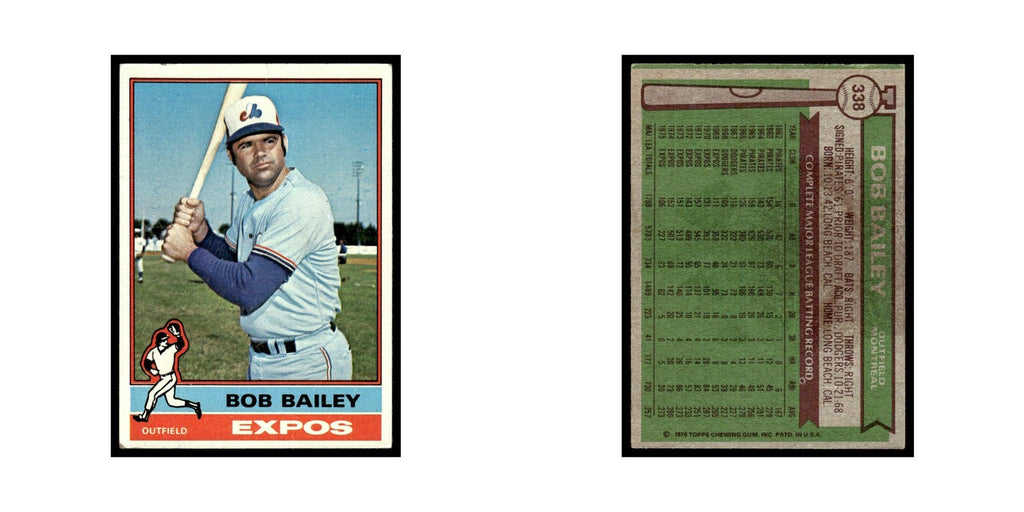 Bob Bailey 1976 Topps (damaged) #338 Montreal Expos Baseball Card Poor