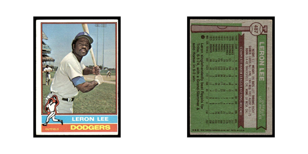 Leron Lee 1976 Topps (damaged) #487 Los Angeles Dodgers Baseball Card Poor