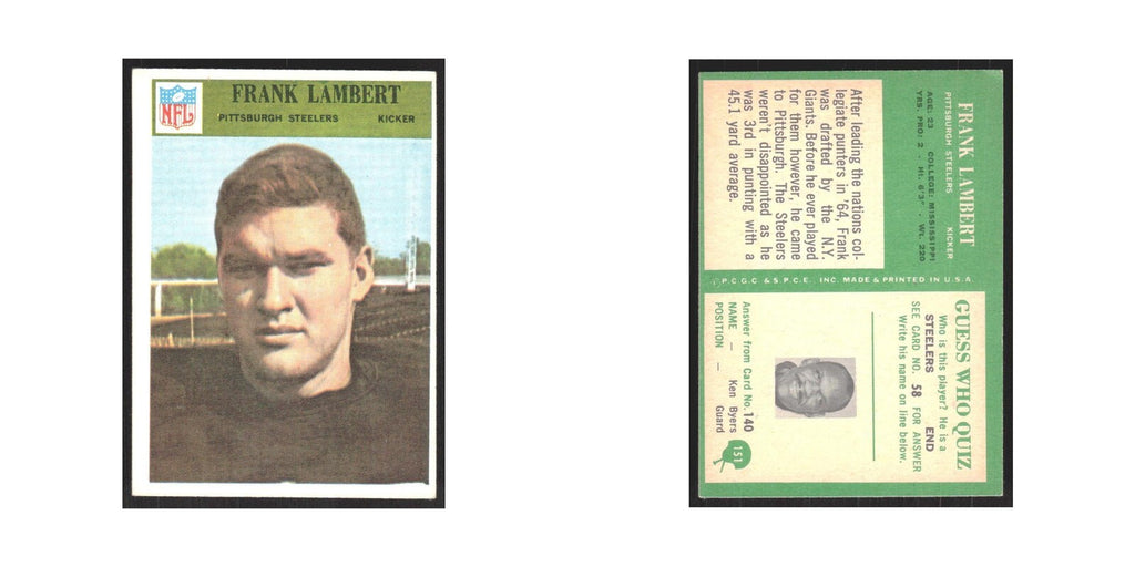 1966 Philadelphia Frank Lambert Steelers #151