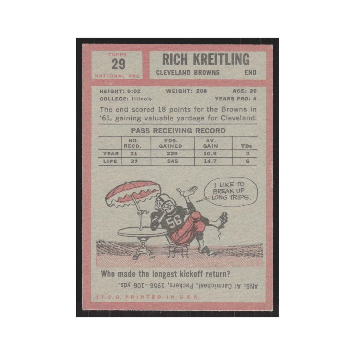 1962 Topps Rich Kreitling Browns #29