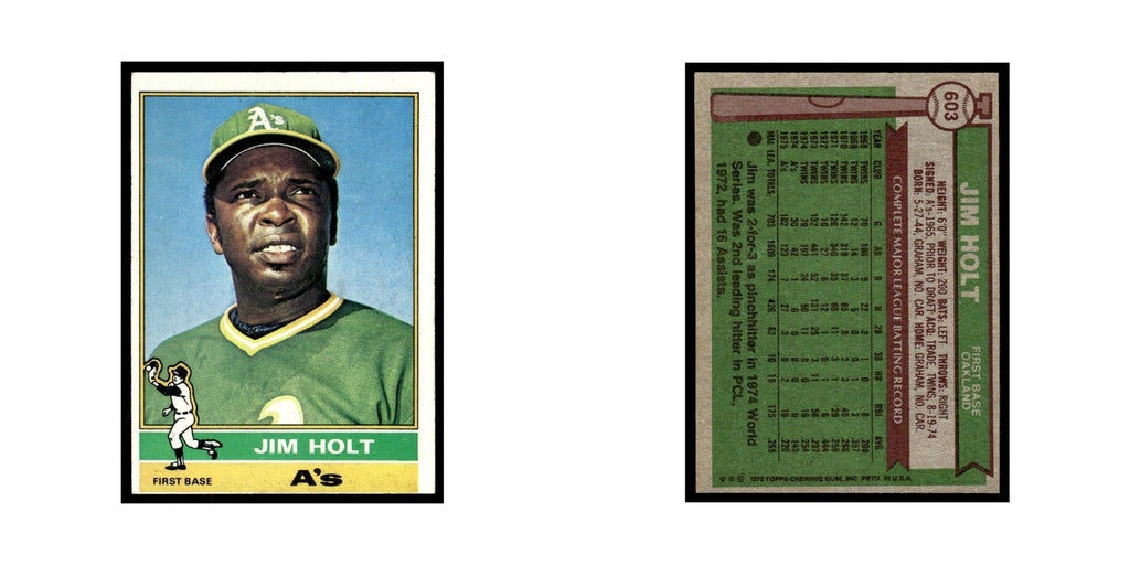 Jim Holt 1976 Topps #603 Oakland Athletics Baseball Card EX