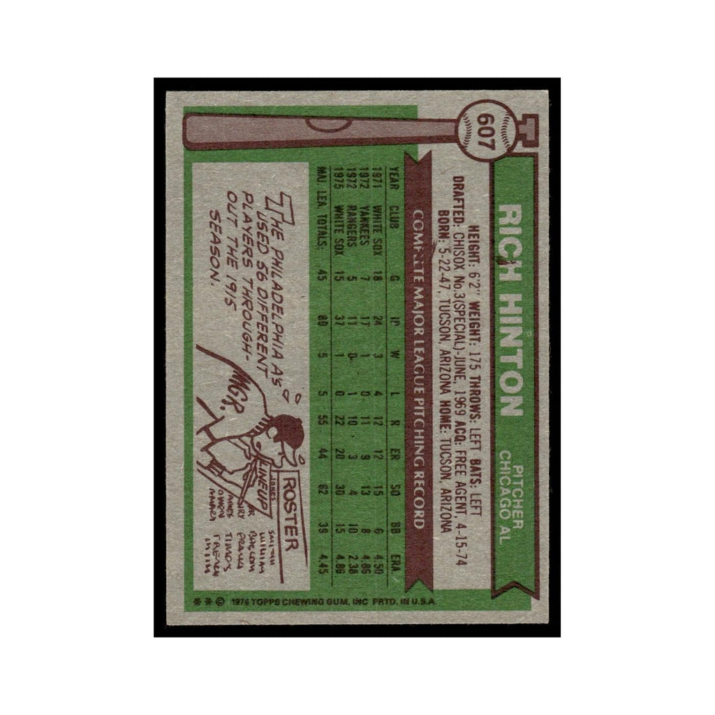 Rich Hinton 1976 Topps #607 Chicago White Sox Baseball Card EX
