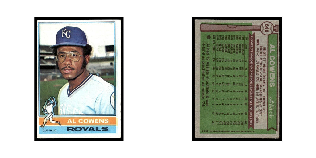 Al Cowens 1976 Topps #648 Kansas City Royals Baseball Card EX