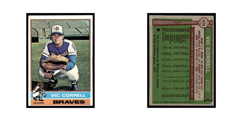 Vic Correll 1976 Topps #608 Atlanta Braves Baseball Card EX