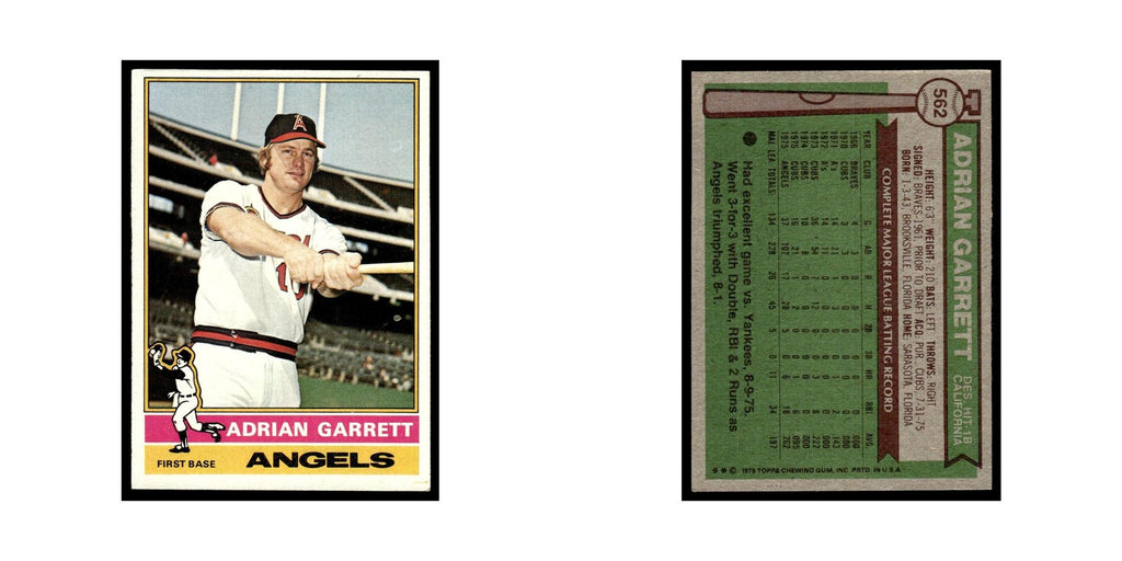 Adrian Garrett 1976 Topps #562 California Angels Baseball Card EX