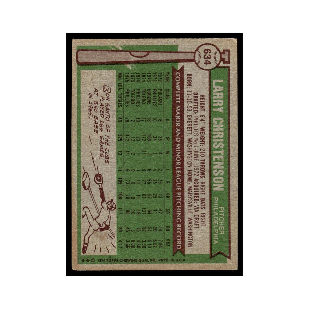 Larry Christenson 1976 Topps #634 Philadelphia Phillies Baseball Card EX
