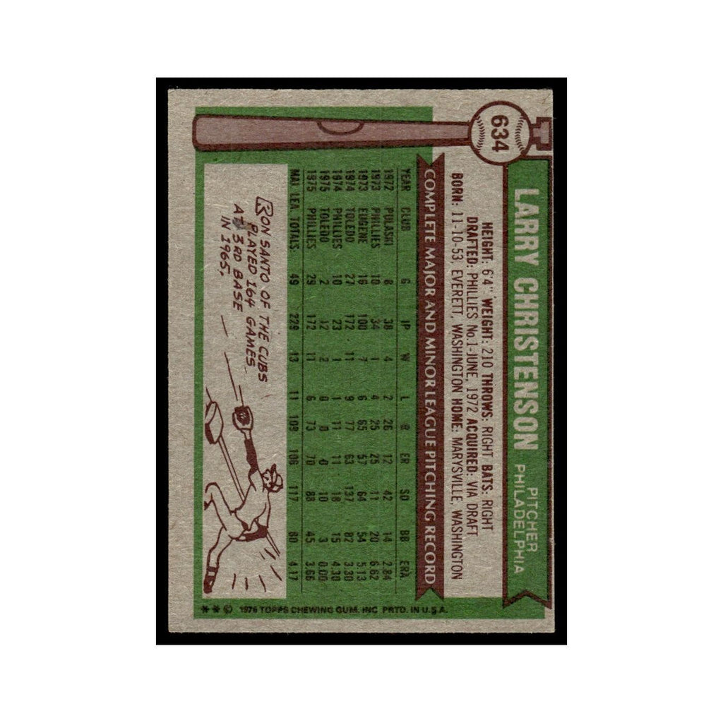 Larry Christenson 1976 Topps #634 Philadelphia Phillies Baseball Card EX