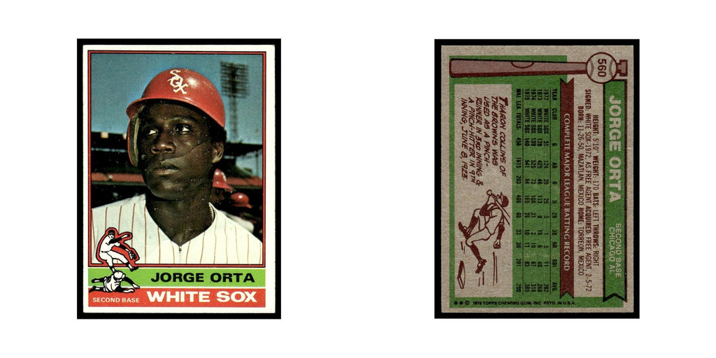 Jorge Orta 1976 Topps #560 Chicago White Sox Baseball Card EX
