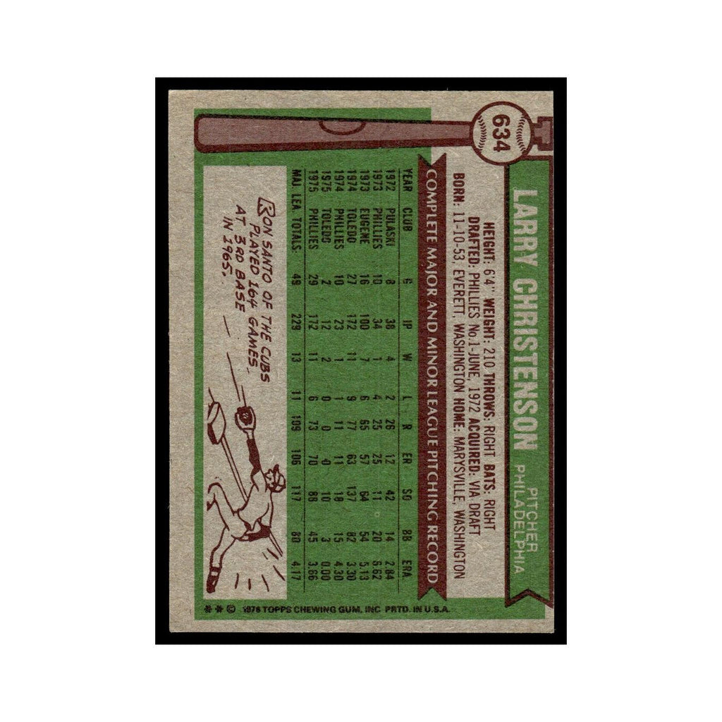 Larry Christenson 1976 Topps #634 Philadelphia Phillies Baseball Card EX