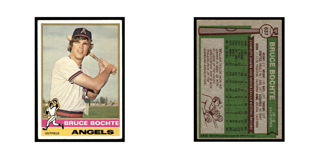Btuce Bochte 1976 Topps #637 California Angels Baseball Card EX