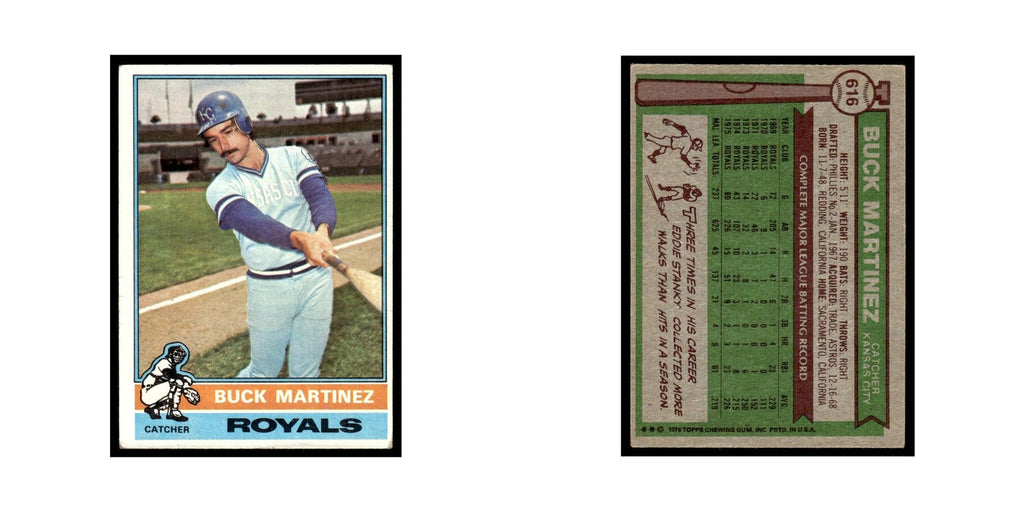 Buck Martinez 1976 Topps #616 Kansas City Royals Baseball Card EX