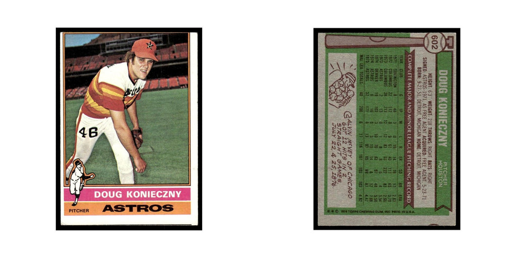Doug Konieczny 1976 Topps #602 Houston Astros Baseball Card EX