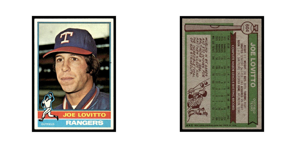 Joe Lovitto 1976 Topps #604 Texas Rangers Baseball Card EX