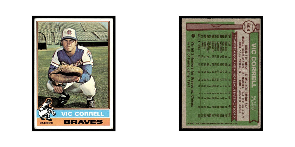 Vic Correll 1976 Topps #608 Atlanta Braves Baseball Card EX