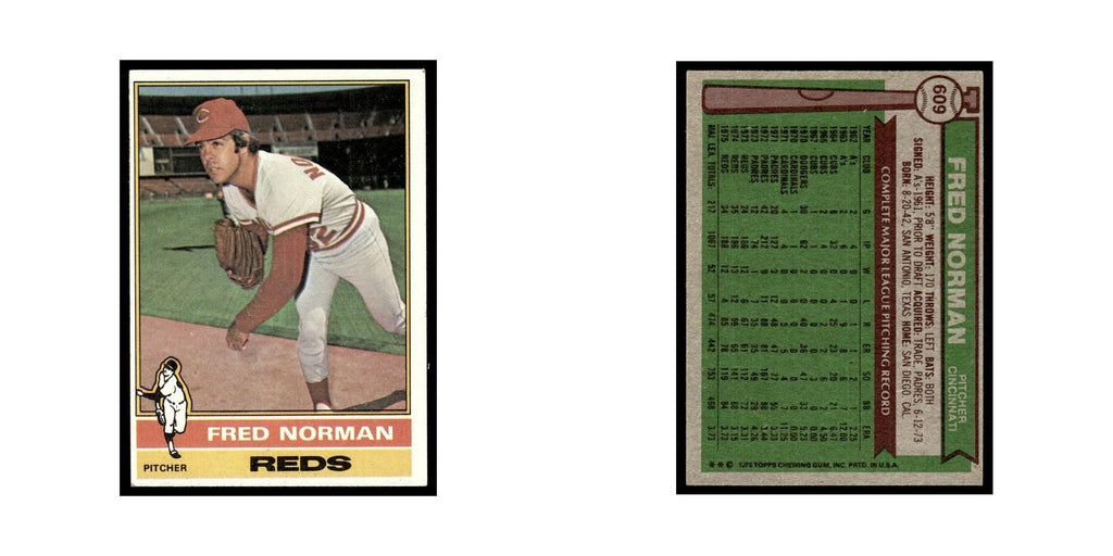 Fred Norman 1976 Topps #609 Cincinnati Reds Baseball Card EX