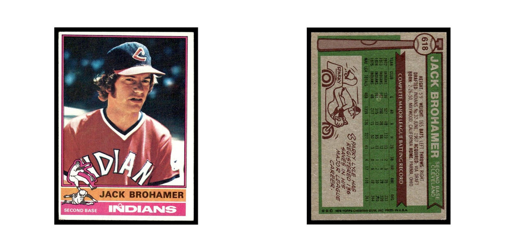 Jack Brohamer 1976 Topps #618 Cleveland Indians Baseball Card EX